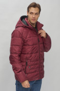 Купить Куртка спортивная мужская с капюшоном бордового цвета 62179Bo, фото 10