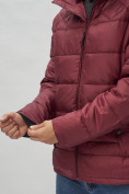 Купить Куртка спортивная мужская с капюшоном бордового цвета 62179Bo, фото 12