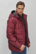 Купить Куртка спортивная мужская с капюшоном бордового цвета 62179Bo, фото 15