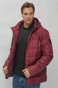 Купить Куртка спортивная мужская с капюшоном бордового цвета 62179Bo, фото 16