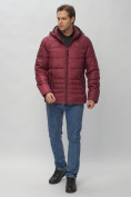 Купить Куртка спортивная мужская с капюшоном бордового цвета 62179Bo, фото 2