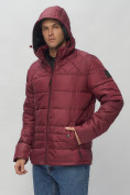 Купить Куртка спортивная мужская с капюшоном бордового цвета 62179Bo, фото 7