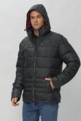 Купить Куртка спортивная мужская с капюшоном черного цвета 62179Ch, фото 6