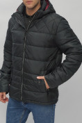 Купить Куртка спортивная мужская с капюшоном черного цвета 62179Ch, фото 8