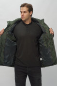 Купить Куртка спортивная мужская с капюшоном цвета хаки 62179Kh, фото 16
