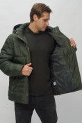 Купить Куртка спортивная мужская с капюшоном цвета хаки 62179Kh, фото 17