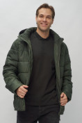 Купить Куртка спортивная мужская с капюшоном цвета хаки 62179Kh, фото 19
