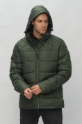 Купить Куртка спортивная мужская с капюшоном цвета хаки 62179Kh, фото 7
