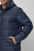 Купить Куртка спортивная мужская с капюшоном темно-синего цвета 62179TS, фото 11