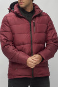 Купить Куртка спортивная мужская с капюшоном бордового цвета 62186Bo, фото 9