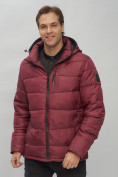Купить Куртка спортивная мужская с капюшоном бордового цвета 62186Bo, фото 10