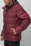 Купить Куртка спортивная мужская с капюшоном бордового цвета 62186Bo, фото 11