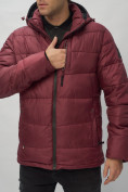Купить Куртка спортивная мужская с капюшоном бордового цвета 62186Bo, фото 12