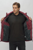 Купить Куртка спортивная мужская с капюшоном бордового цвета 62186Bo, фото 14