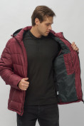 Купить Куртка спортивная мужская с капюшоном бордового цвета 62186Bo, фото 15