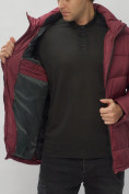 Купить Куртка спортивная мужская с капюшоном бордового цвета 62186Bo, фото 16