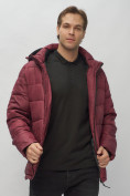 Купить Куртка спортивная мужская с капюшоном бордового цвета 62186Bo, фото 17