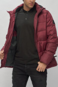 Купить Куртка спортивная мужская с капюшоном бордового цвета 62186Bo, фото 18