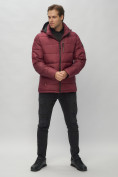 Купить Куртка спортивная мужская с капюшоном бордового цвета 62186Bo, фото 3
