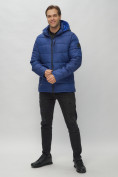 Купить Куртка спортивная мужская с капюшоном синего цвета 62186S, фото 3