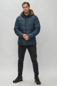 Купить Куртка спортивная мужская с капюшоном темно-синего цвета 62186TS, фото 3