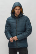 Купить Куртка спортивная мужская с капюшоном темно-синего цвета 62186TS, фото 8