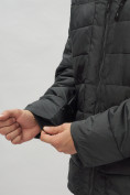 Купить Куртка спортивная мужская с капюшоном черного цвета 62187Ch, фото 14