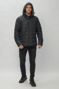 Купить Куртка спортивная мужская с капюшоном черного цвета 62187Ch, фото 5