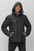 Купить Куртка спортивная мужская с капюшоном черного цвета 62187Ch, фото 6