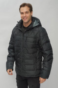 Купить Куртка спортивная мужская с капюшоном черного цвета 62187Ch, фото 9