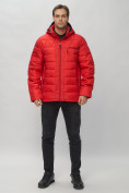 Купить Куртка спортивная мужская с капюшоном красного цвета 62187Kr
