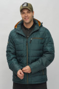 Купить Куртка спортивная мужская с капюшоном темно-зеленого цвета 62187TZ, фото 10