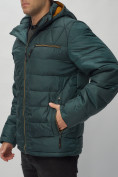 Купить Куртка спортивная мужская с капюшоном темно-зеленого цвета 62187TZ, фото 13