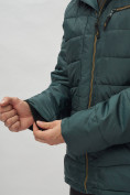 Купить Куртка спортивная мужская с капюшоном темно-зеленого цвета 62187TZ, фото 14