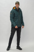 Купить Куртка спортивная мужская с капюшоном темно-зеленого цвета 62187TZ, фото 3