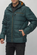 Купить Куртка спортивная мужская с капюшоном темно-зеленого цвета 62187TZ, фото 9