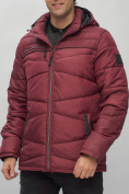 Купить Куртка спортивная мужская с капюшоном бордового цвета 62188Bo, фото 10