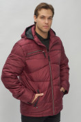 Купить Куртка спортивная мужская с капюшоном бордового цвета 62188Bo, фото 11