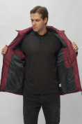 Купить Куртка спортивная мужская с капюшоном бордового цвета 62188Bo, фото 15
