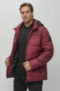 Купить Куртка спортивная мужская с капюшоном бордового цвета 62188Bo, фото 16