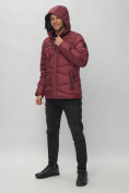 Купить Куртка спортивная мужская с капюшоном бордового цвета 62188Bo, фото 7