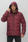 Купить Куртка спортивная мужская с капюшоном бордового цвета 62188Bo, фото 8