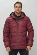 Купить Куртка спортивная мужская с капюшоном бордового цвета 62188Bo, фото 9