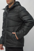 Купить Куртка спортивная мужская с капюшоном черного цвета 62188Ch, фото 11