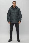 Купить Куртка спортивная мужская с капюшоном темно-серого цвета 62188TC
