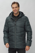 Купить Куртка спортивная мужская с капюшоном темно-серого цвета 62188TC, фото 10