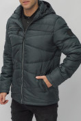 Купить Куртка спортивная мужская с капюшоном темно-серого цвета 62188TC, фото 14