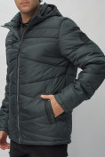 Купить Куртка спортивная мужская с капюшоном темно-серого цвета 62188TC, фото 17