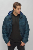 Купить Куртка спортивная мужская с капюшоном темно-синего цвета 62188TS, фото 19