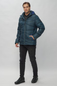 Купить Куртка спортивная мужская с капюшоном темно-синего цвета 62188TS, фото 3